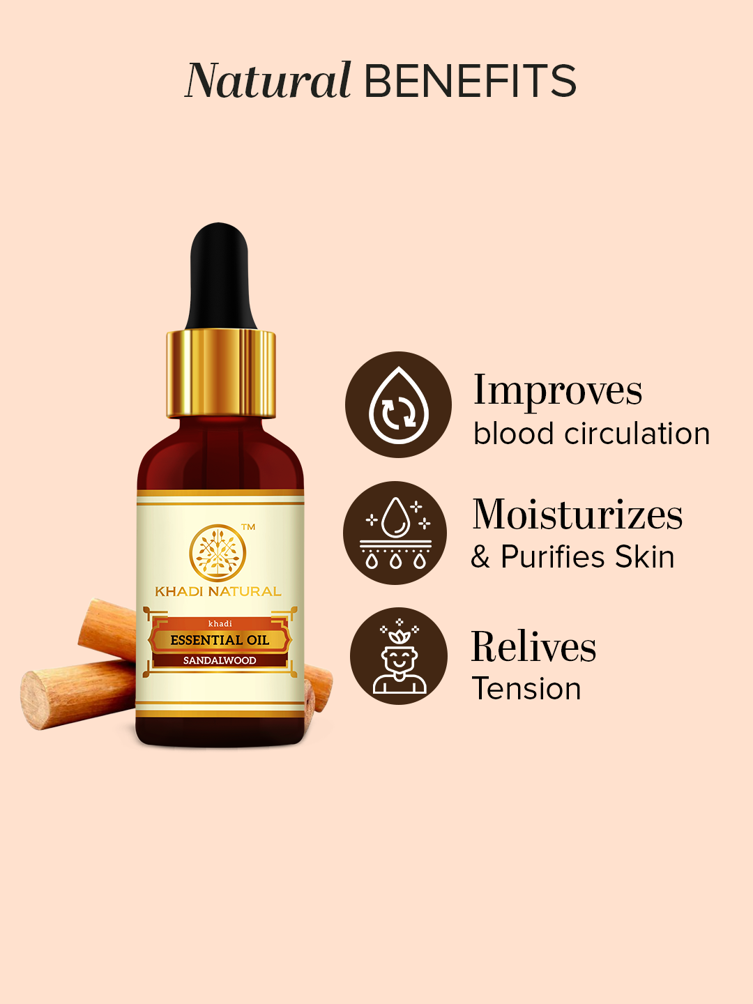 Khadi Natural Sandalwood - Pure Essential Oil - 15 ml