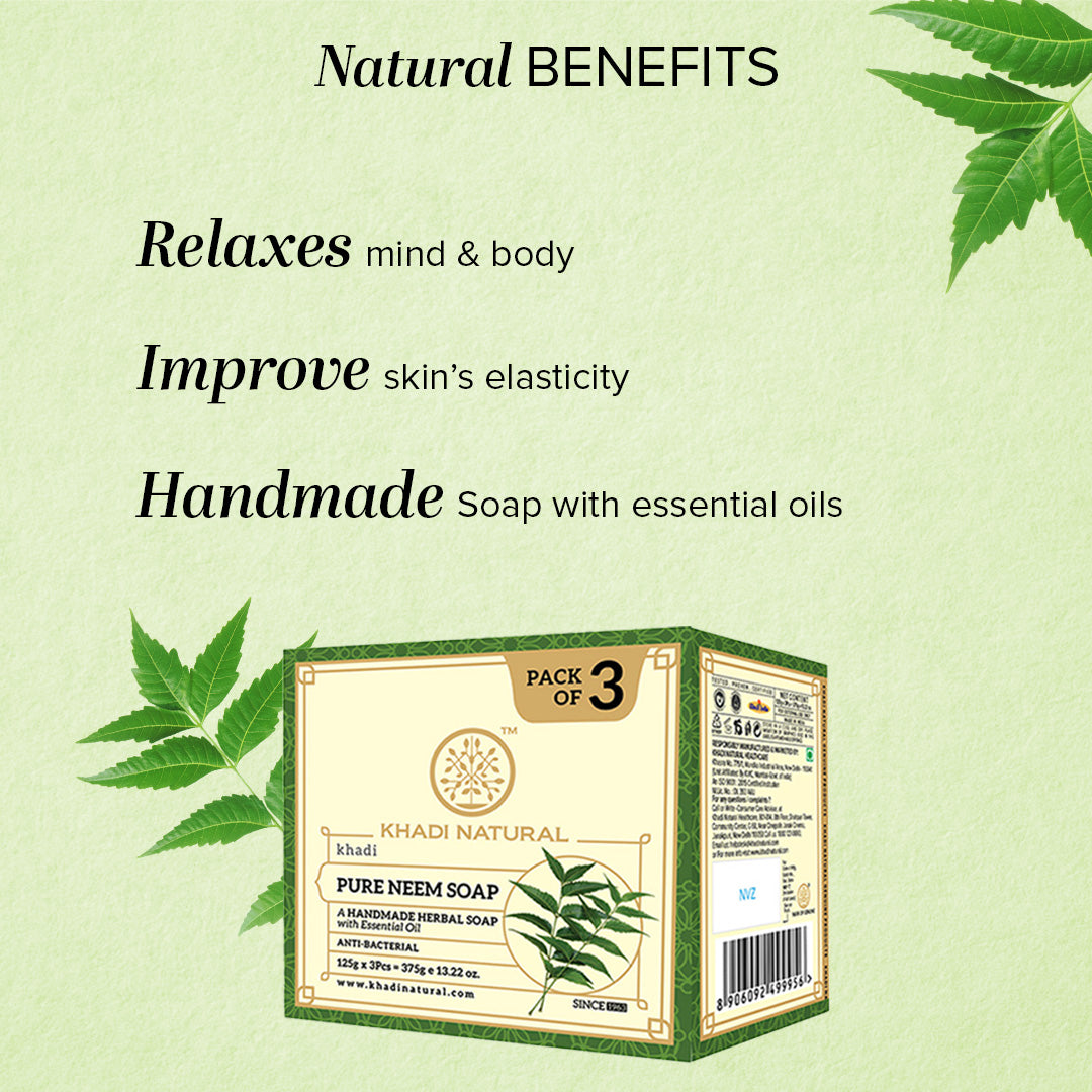 Khadi Natural Herbal Pure Neem Soap 125 g (Pack Of 3)