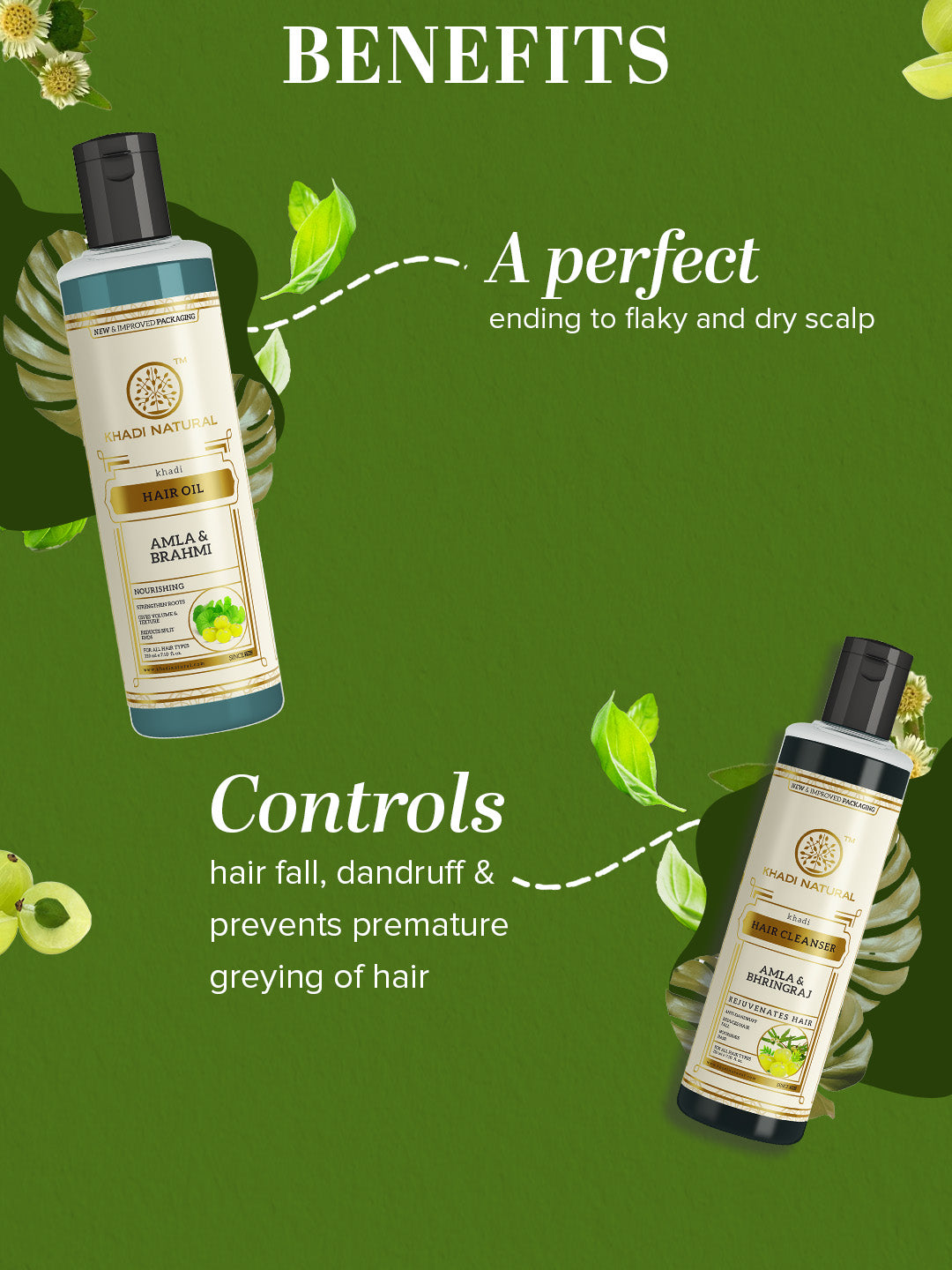 Khadi Natural Amla & Bhringraj Sls & Paraben Free Cleanser + Amla & Brahmi Hair Oil (210 ml Each, Pack of 2) (BUY2GET2)