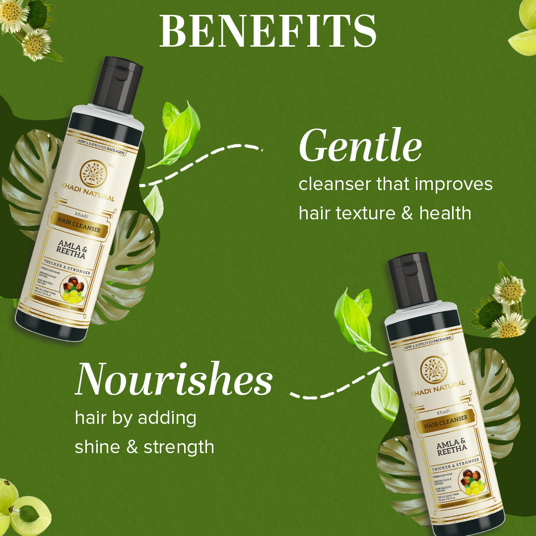 Khadi Natural Amla & Reetha Hair Cleanser - Pack of 2 (Buy 3 Products & Get Rs.300 Off)