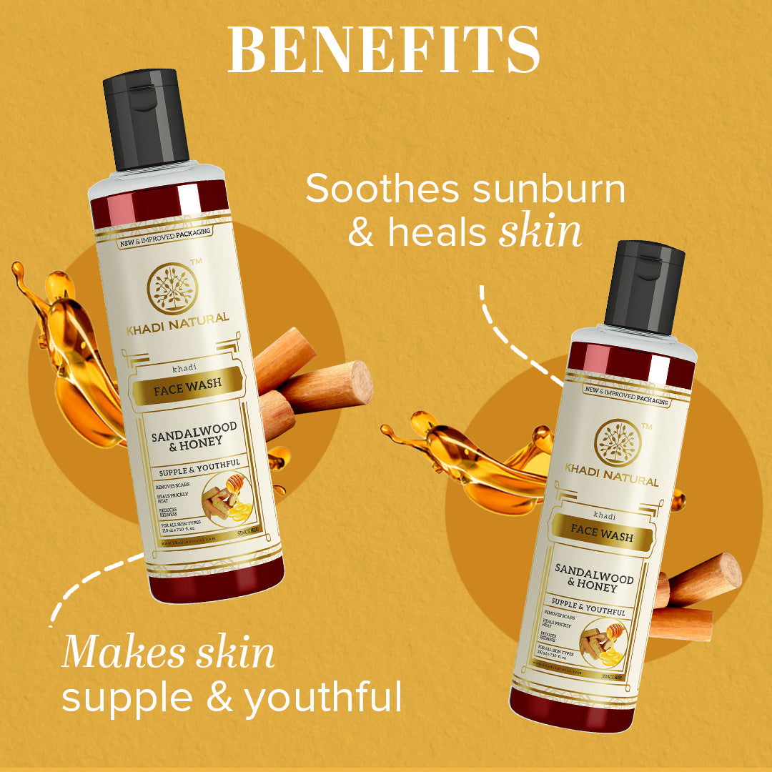 Khadi Natural Sandalwood & Honey Face Wash (Pack of 2) (Buy 3 Products & Get Rs.300 Off)