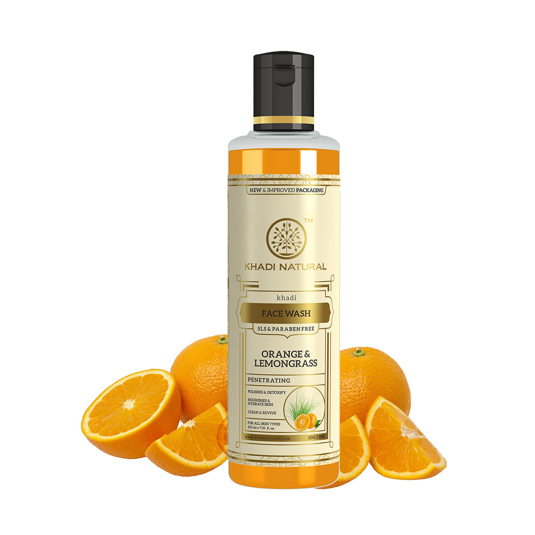 Khadi Natural Orange & Lemongrass Face Wash - Sls & Paraben Free-210 ml