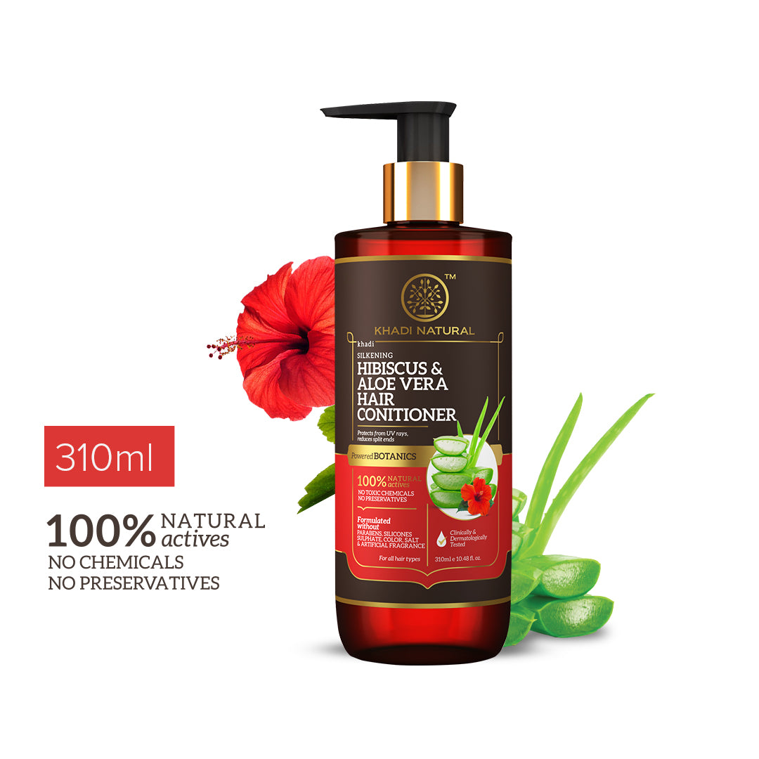 Khadi Natural Hibiscus & Aloe Vera Hair Conditioner - Parabens, Silicones, Sulphate, Color, Salt & Artificial Fragrance Free-310 ml (BUY2GET2)