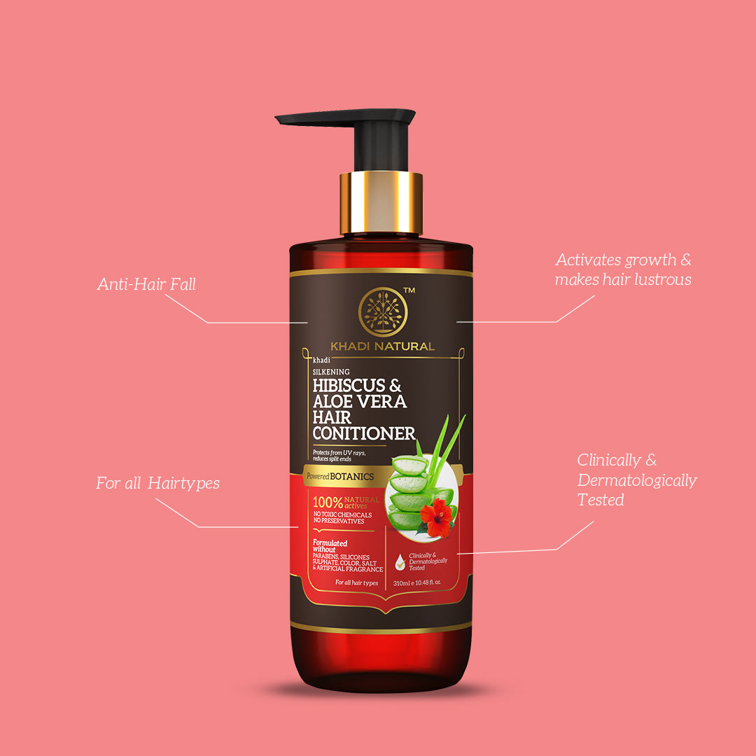 Khadi Natural Hibiscus & Aloe Vera Hair Conditioner - Parabens, Silicones, Sulphate, Color, Salt & Artificial Fragrance Free-310 ml (Buy 3 Products & Get Rs.300 Off)